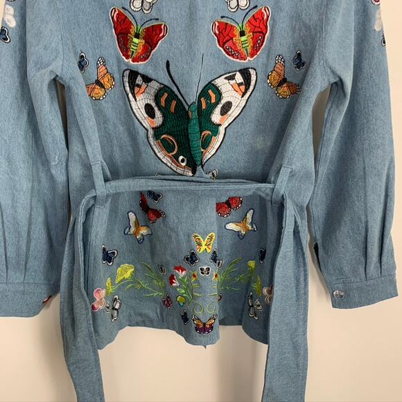 Meghan Fabulous Boheme Butterfly Bomb Jacket Denim Womens Small - Picture 15 of 16